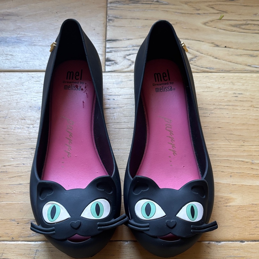 Melissa Black Flats with Pink Insole
